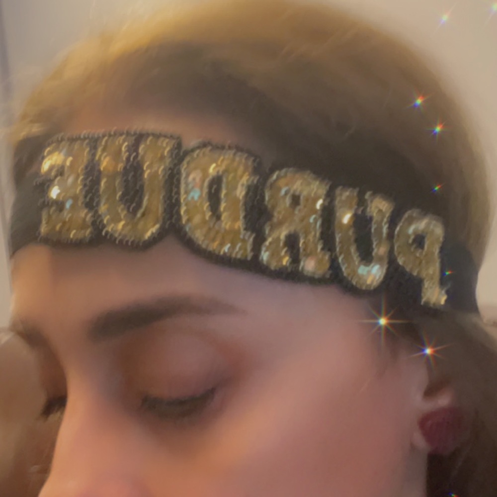 Purdue University beaded and sequined headband.